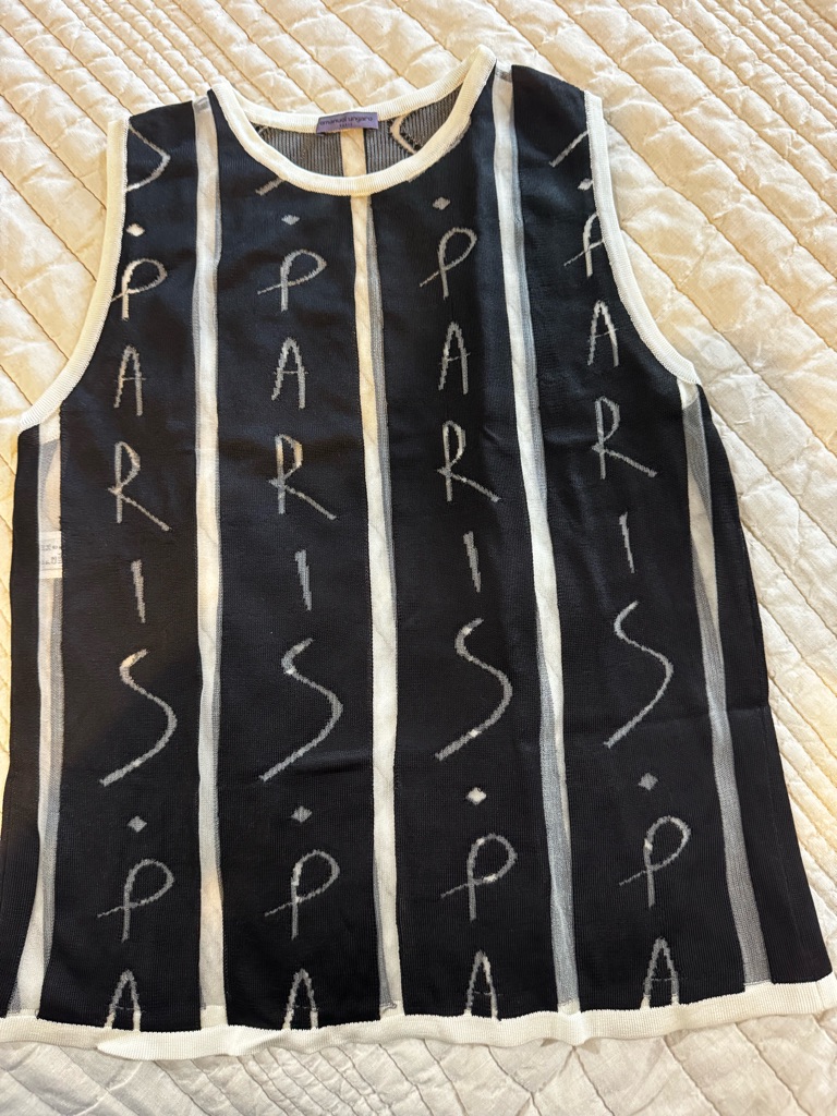 Emanuel Ungaro Black And Cream Knit Top With Script Label